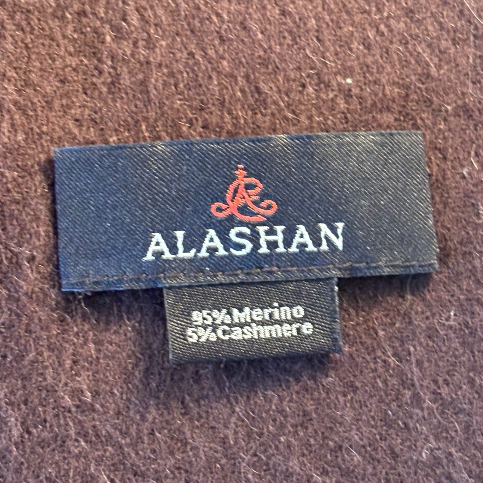 Alashan One Size Dark Brown Merino Wool Cashmere Blend Scarf Fringe 62” X 12.75”