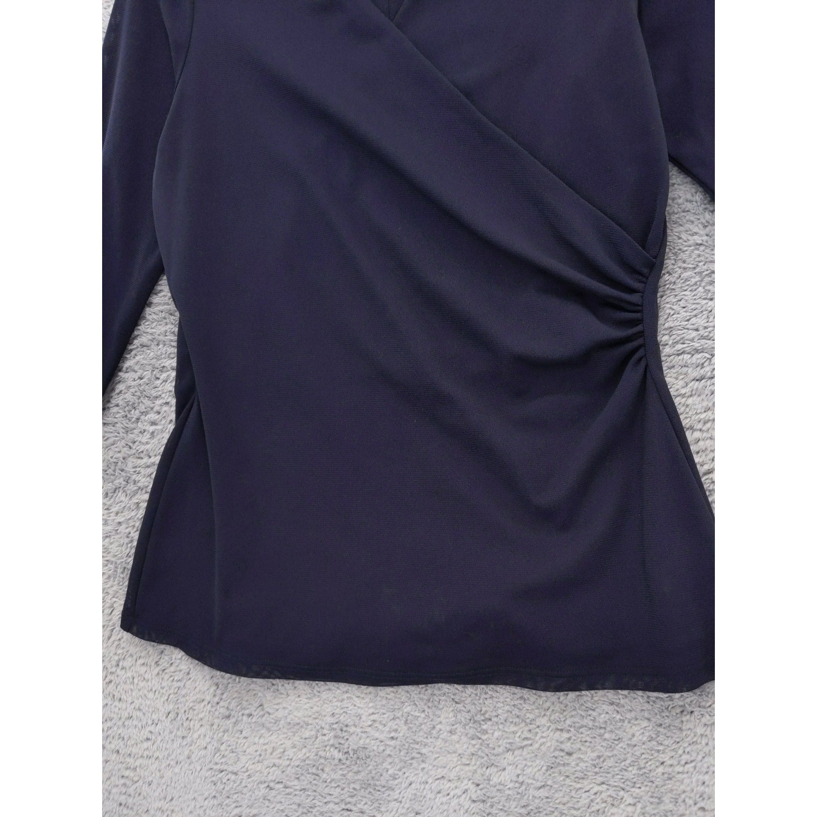Coldwater Creek Mesh Top Medium M 3/4 Sleeve Surplice Ruched