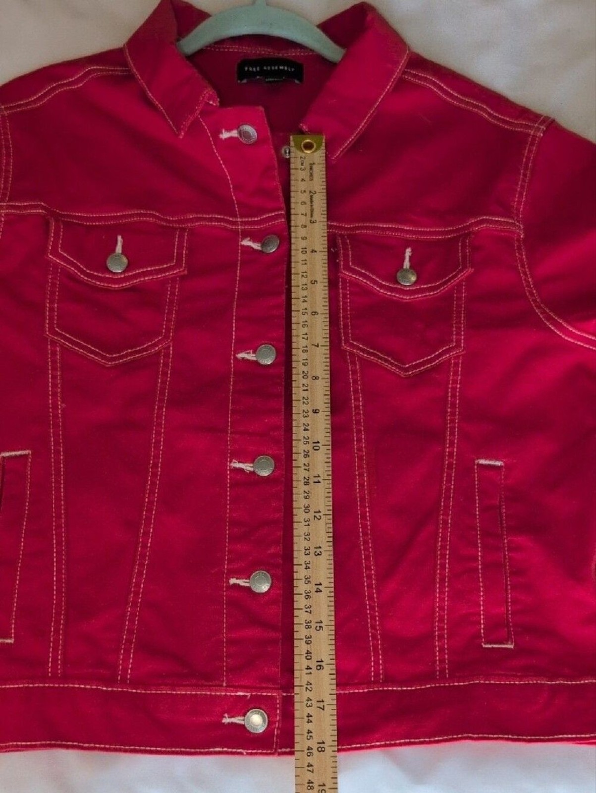 Free Assembly Red Crop Denim Jacket