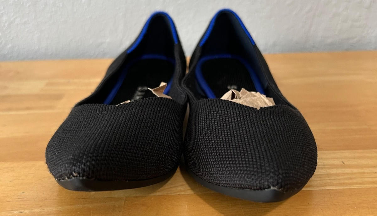 Rothy’s The Point Womens W7 Black Knit Pointed Toe Flats Comfort Slip On Shoes