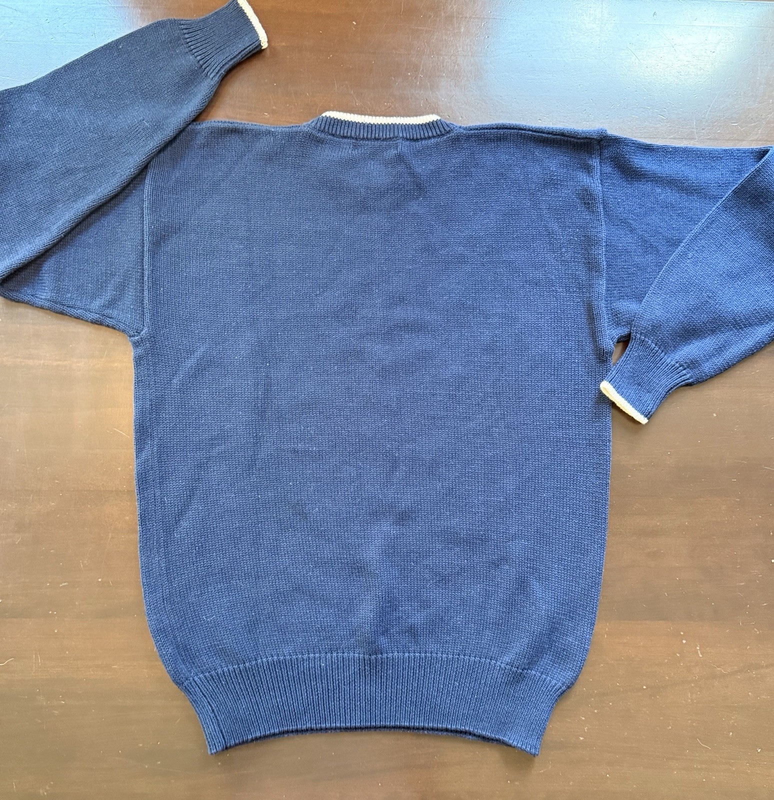 Hathaway Men’s M Navy Cotton Knit Crewneck Pullover Nautical Sailboat Sweater