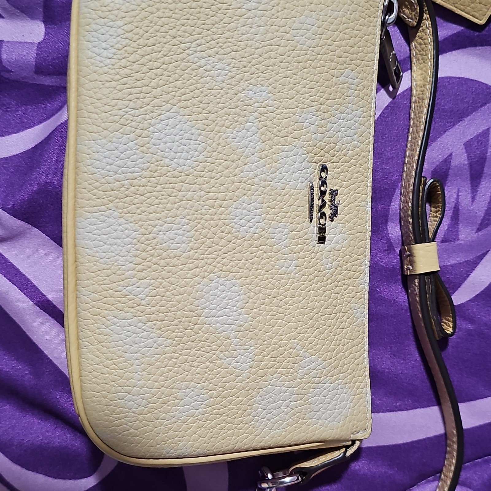 Coach x Disney Minnie Mouse Yellow Pebbled Zip Crossbody Bag, Detachable Strap