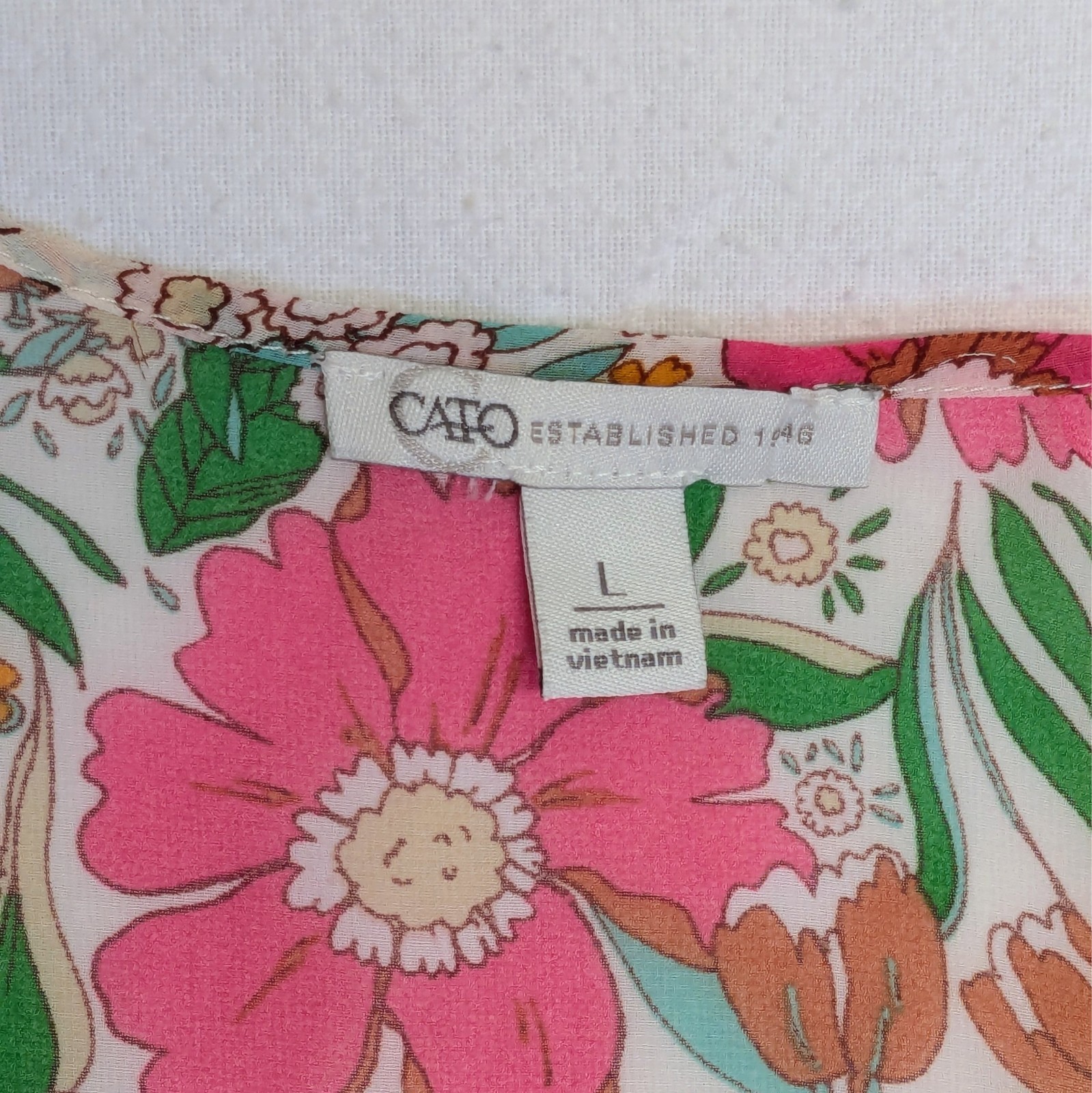 CATO Sheer Waterfall Open Front Cardigan Women Large Multicolor Floral Blouse