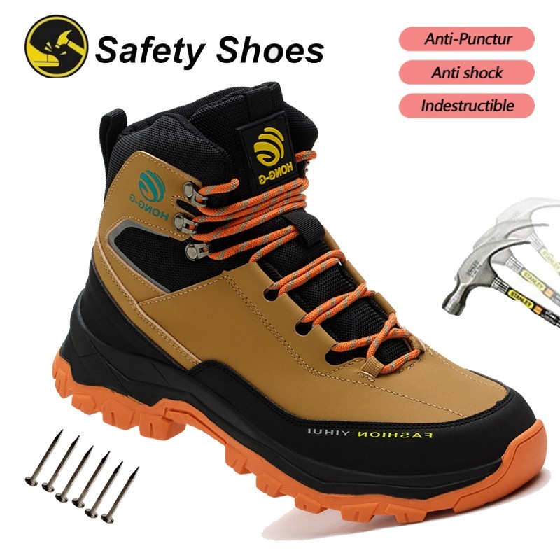 Mens Waterproof Work Boots Steel Toe shoes Safety Shoes Indestructible Non Slip