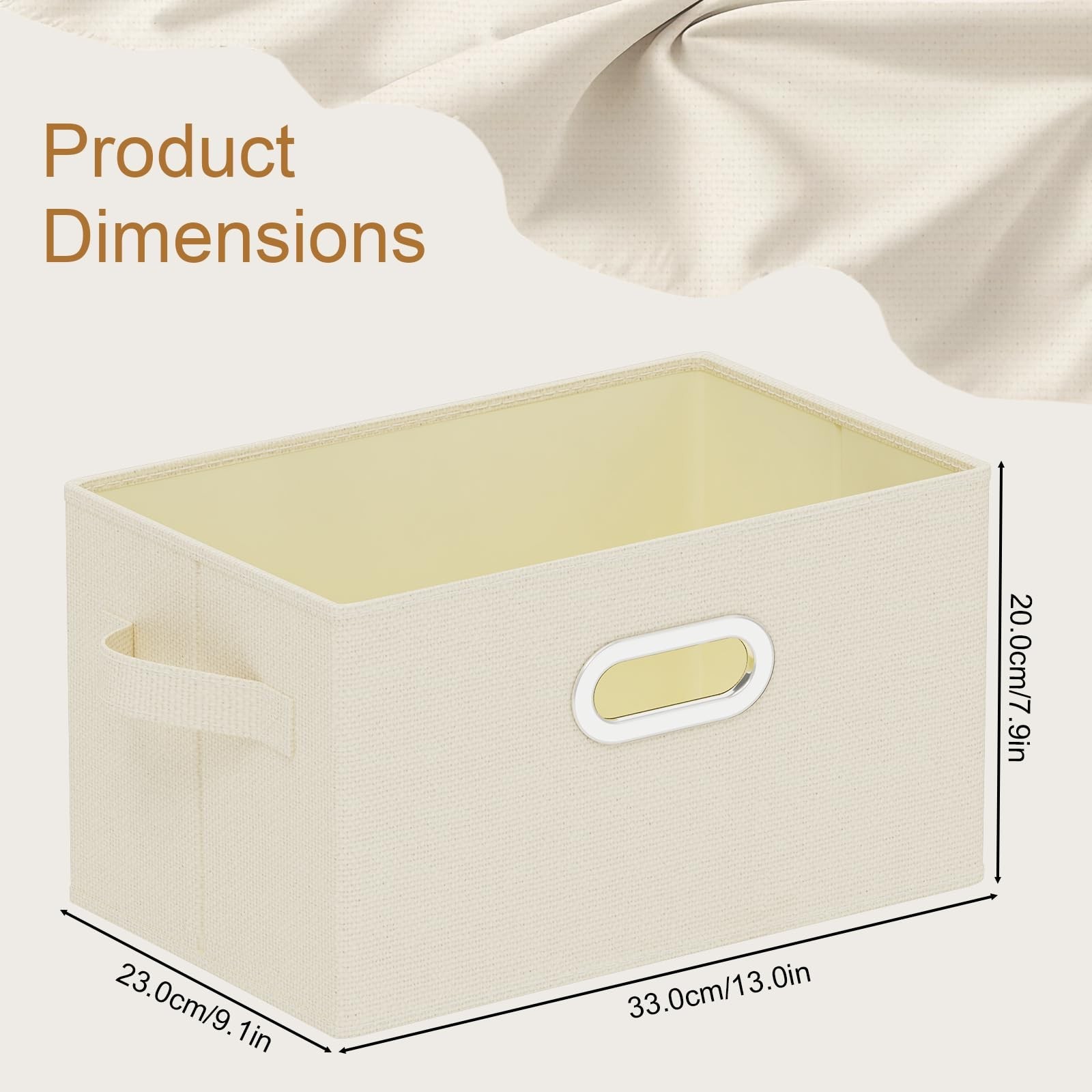 Collapsible Open Storage Baskets,13×9.1×7.9in,Beige,4 Pack | Storage Bins wit…