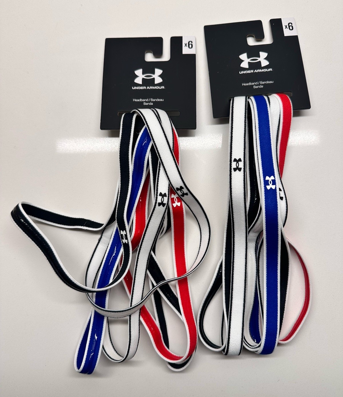 Lot of 12 NEW Under Armour UA Headbands Black/White/Blue/Red FREE Shipping