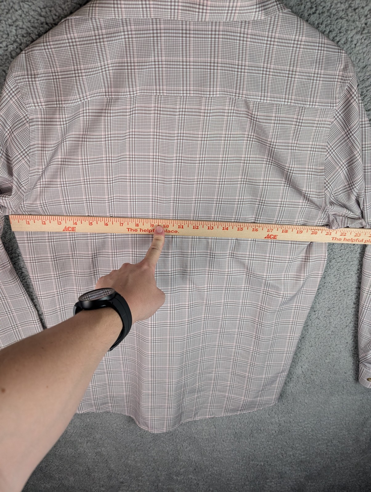 Tom Baine Shirt Mens Large Pink Gray Plaid Button Down Slim Fit Stretch Casual