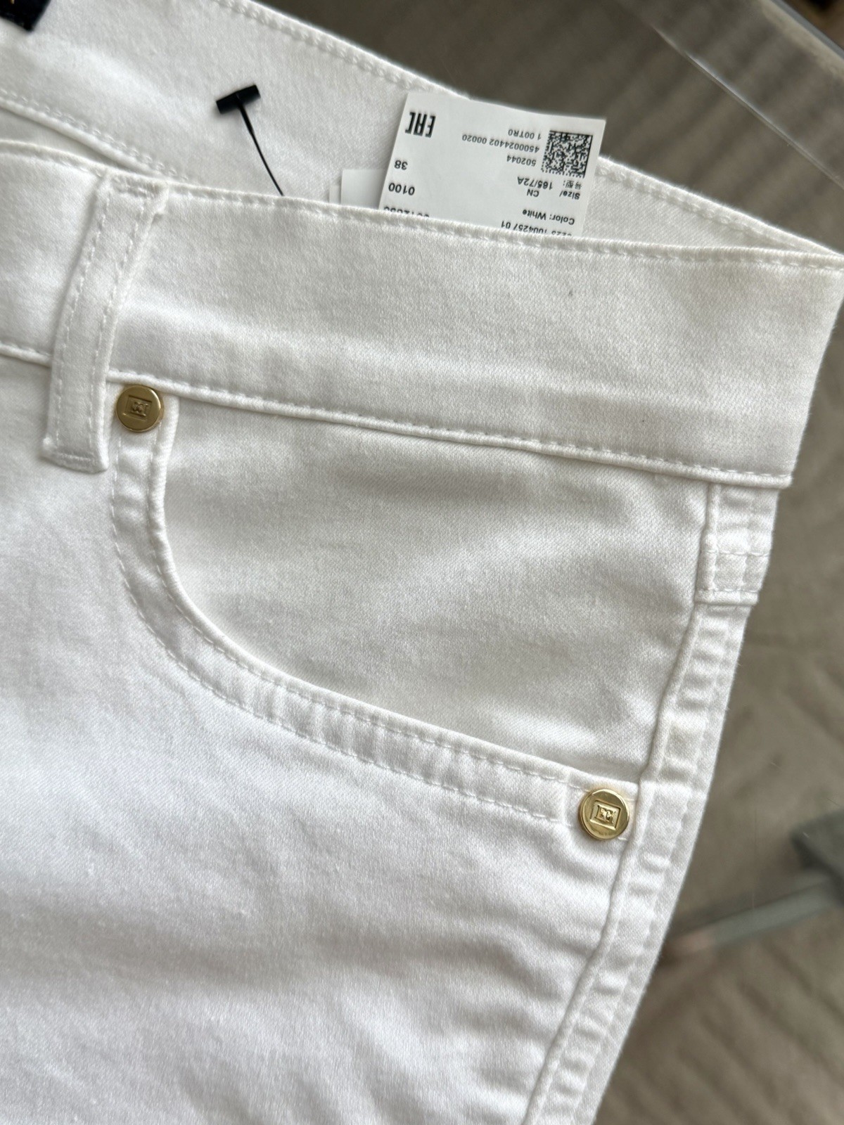 ESCADA White Straight Leg Jeans Stretch Designer Denim