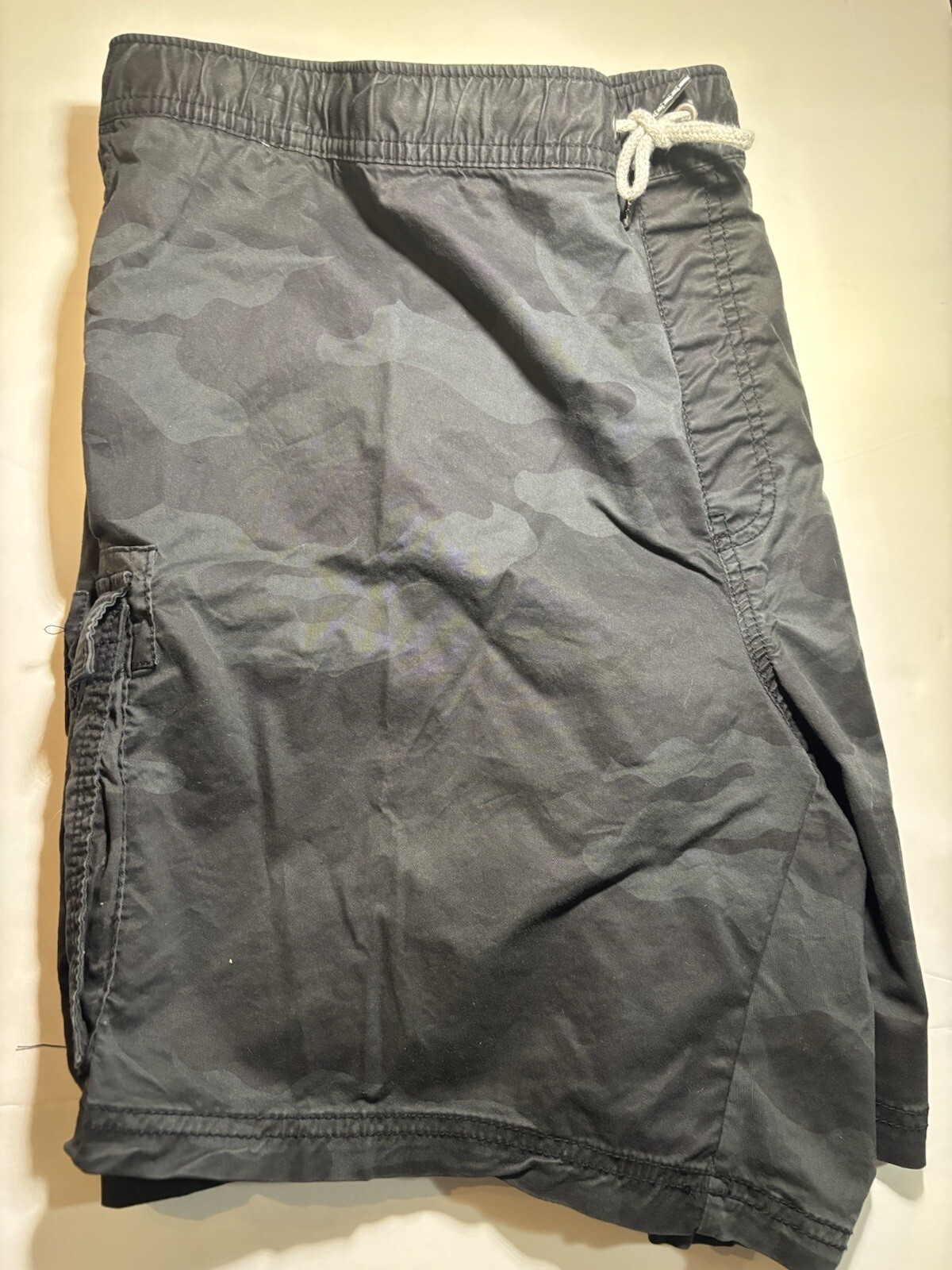 George Men’s 2XL 44-46 Stretch Waist Cargo Shorts Above the Knee 8″ BLACK CAMO