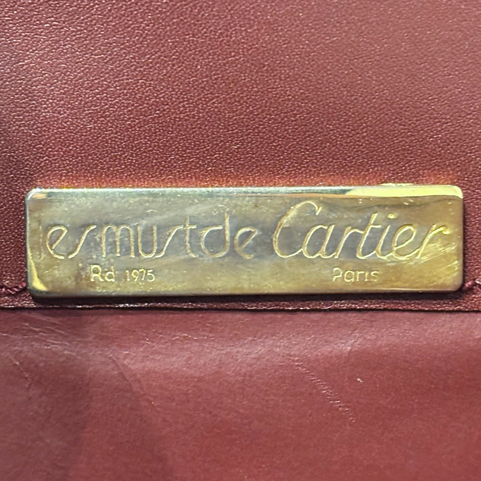 Cartier Briefcase Business Bag Leather Bordeaux Red Authentic