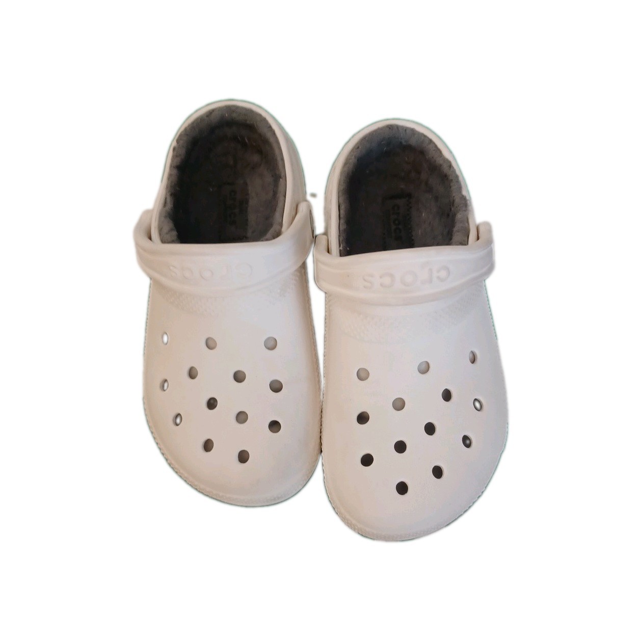 Crocs W 6 M 4 WHITE Fleece Lined Grey