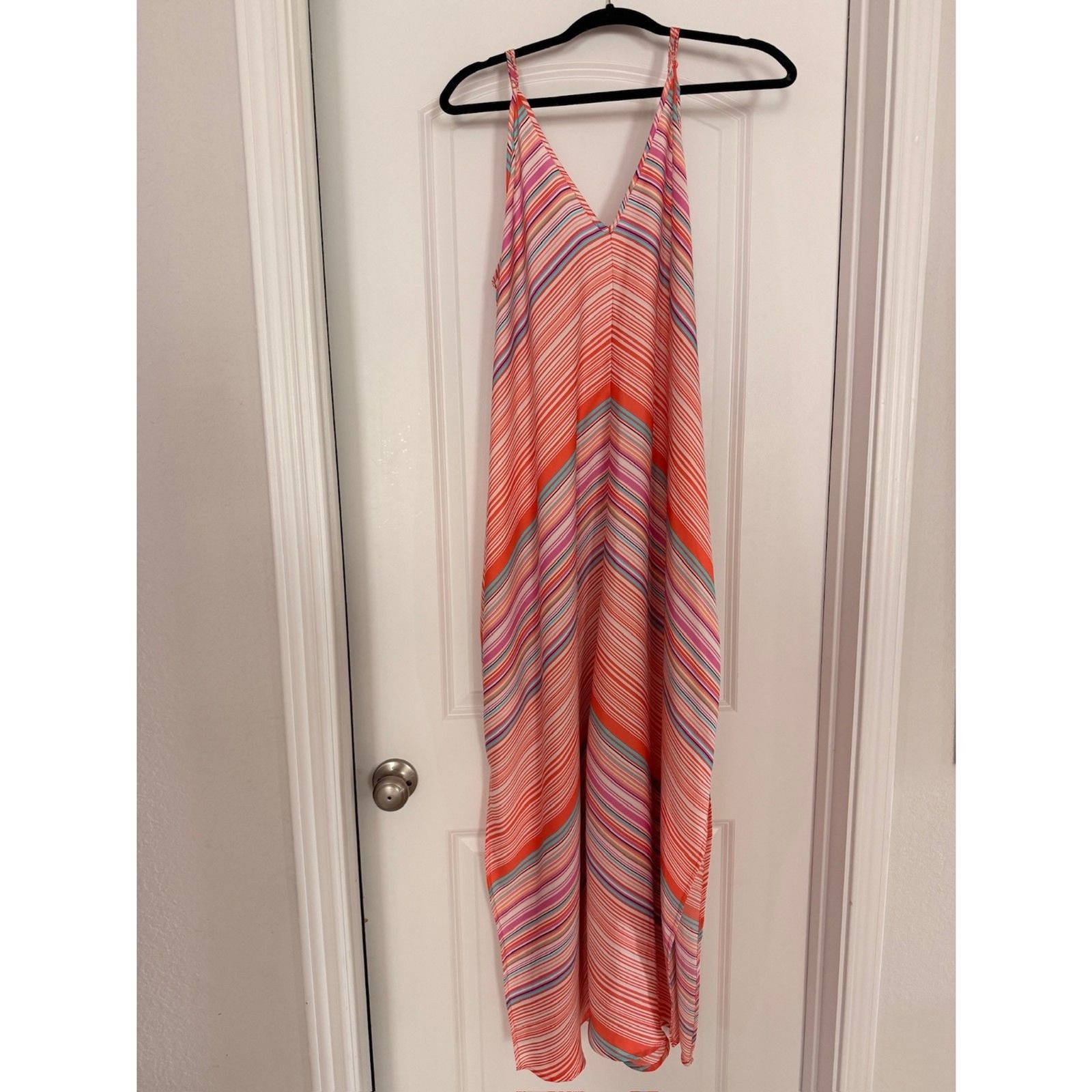 Van Winkle & Co XL Striped Maxi Dress Colorful Sleeveless Flowy Boho