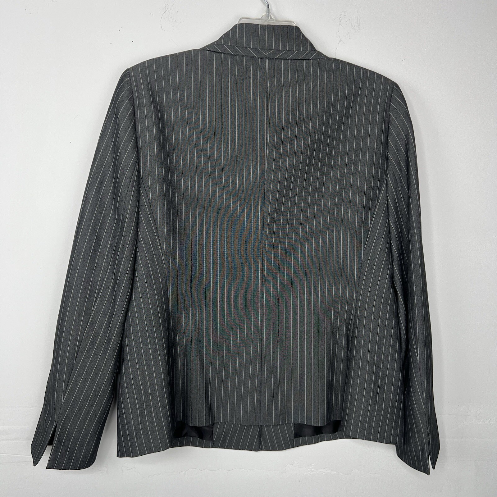 Evan Picone Polyester Rayon Stretch Skirt Suit 12 Charcoal Striped Business 2PC