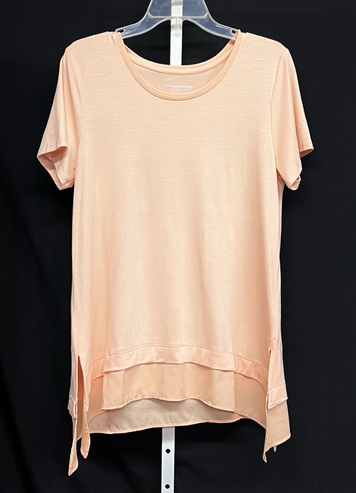 Soft Surroundings Sz M Rayon Top Shirt Women’s Peach Double Sheer Hem Tunic