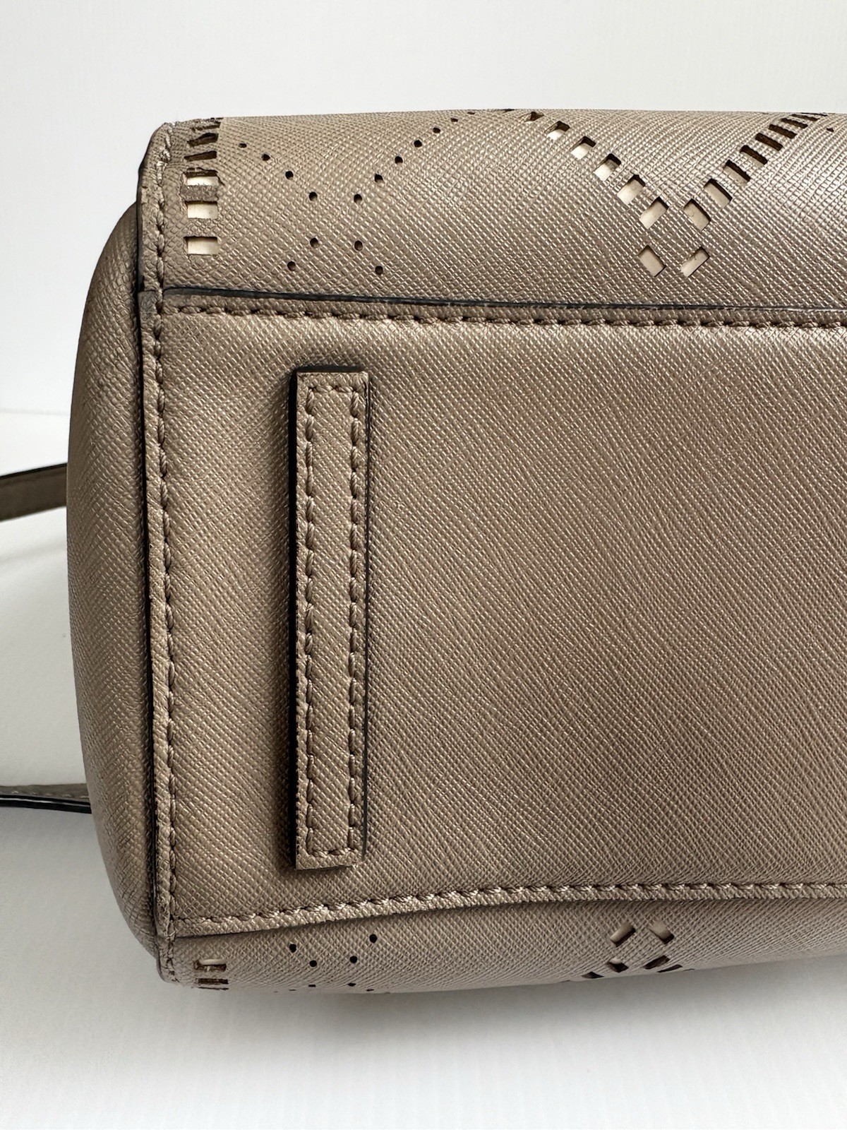 Tory Burch Robinson Crosshatch Large Zip Tote Satchel In French Gray EUC