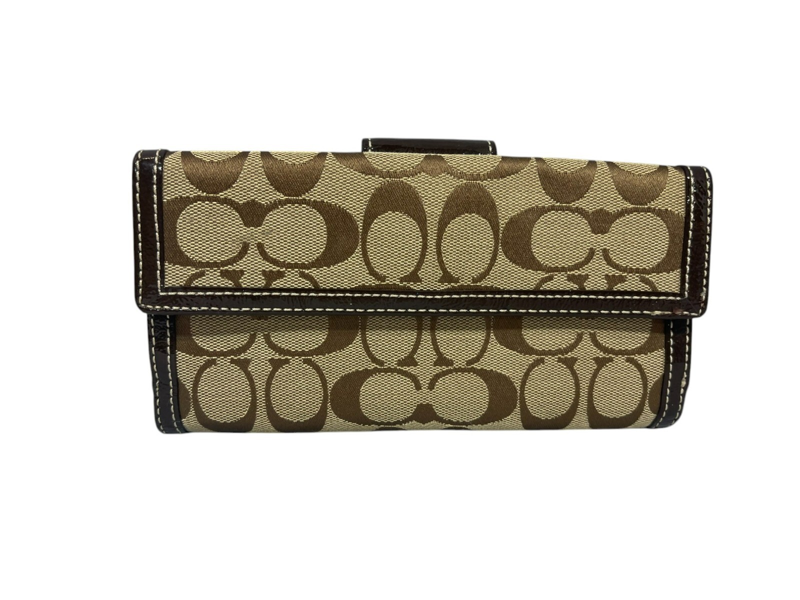 Vintage Coach Wallet C Logo Monogram Large Wallet twist lock front/ snap back