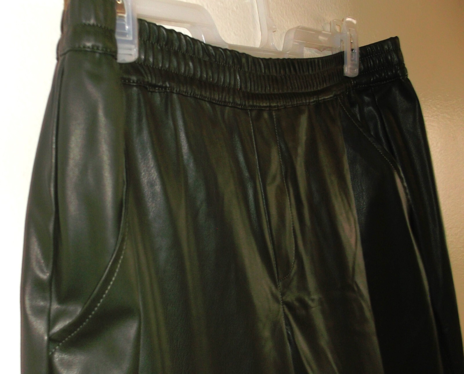 $49 DEAR JOHN 100% Vegan Leather Pants Women Sz XL NWT Pockets Elastic Waist