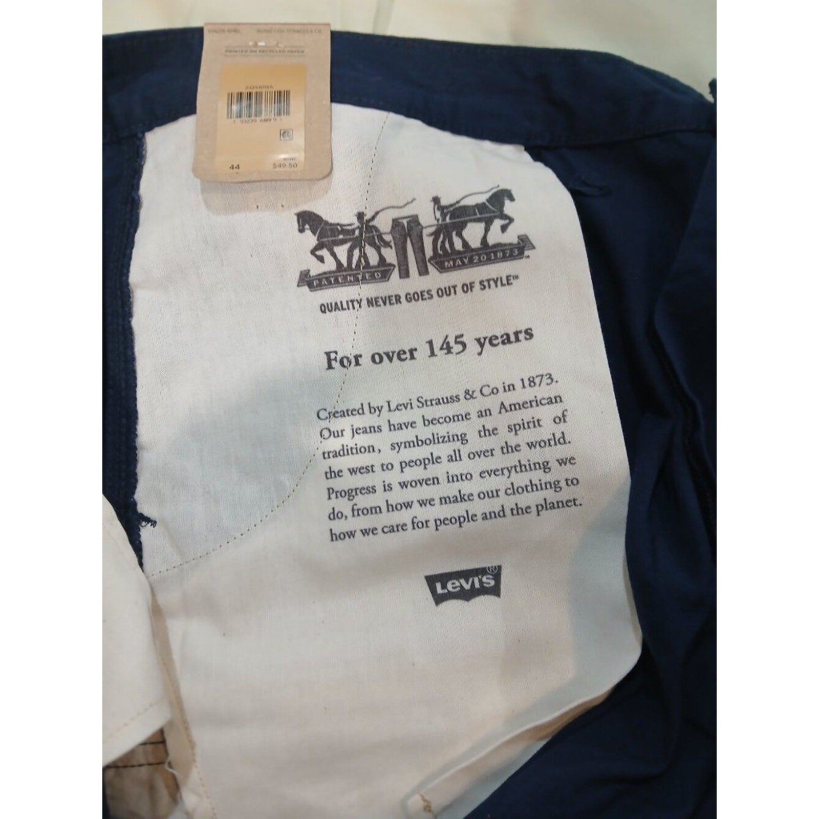 Levi’s Carrier Cargo Shorts 44 Blue Cove Navy NWT 100% Cotton WaterLess
