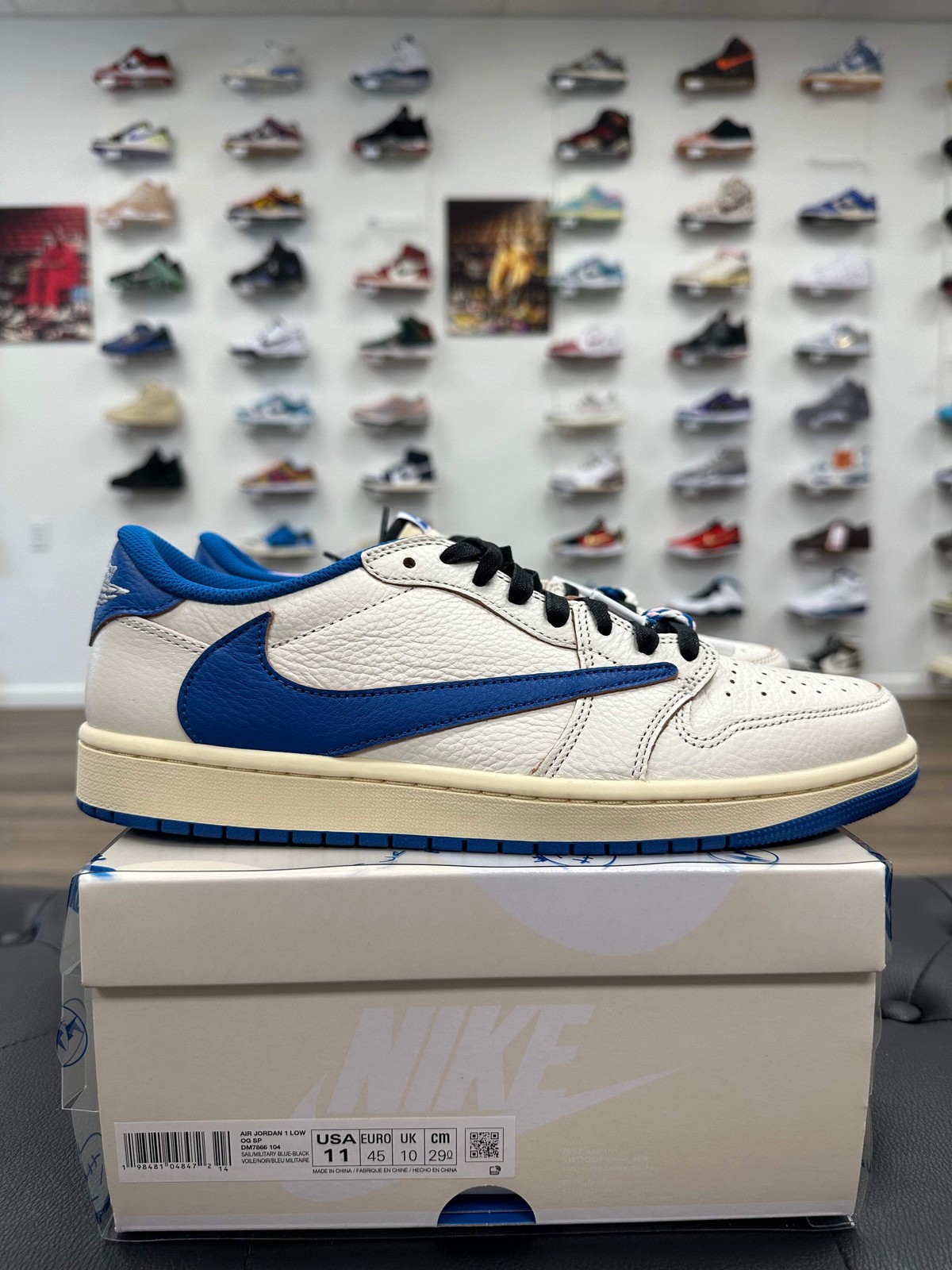 Jordan 1 Retro Low OG SP Fragment x Travis Scott Sail Military Blue – Size 11 (2