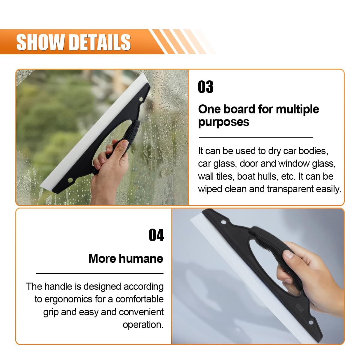 Dryer Rubber Squeegee, Silicone Water Scraper, 12 Inch, Windshield Wiper Blade