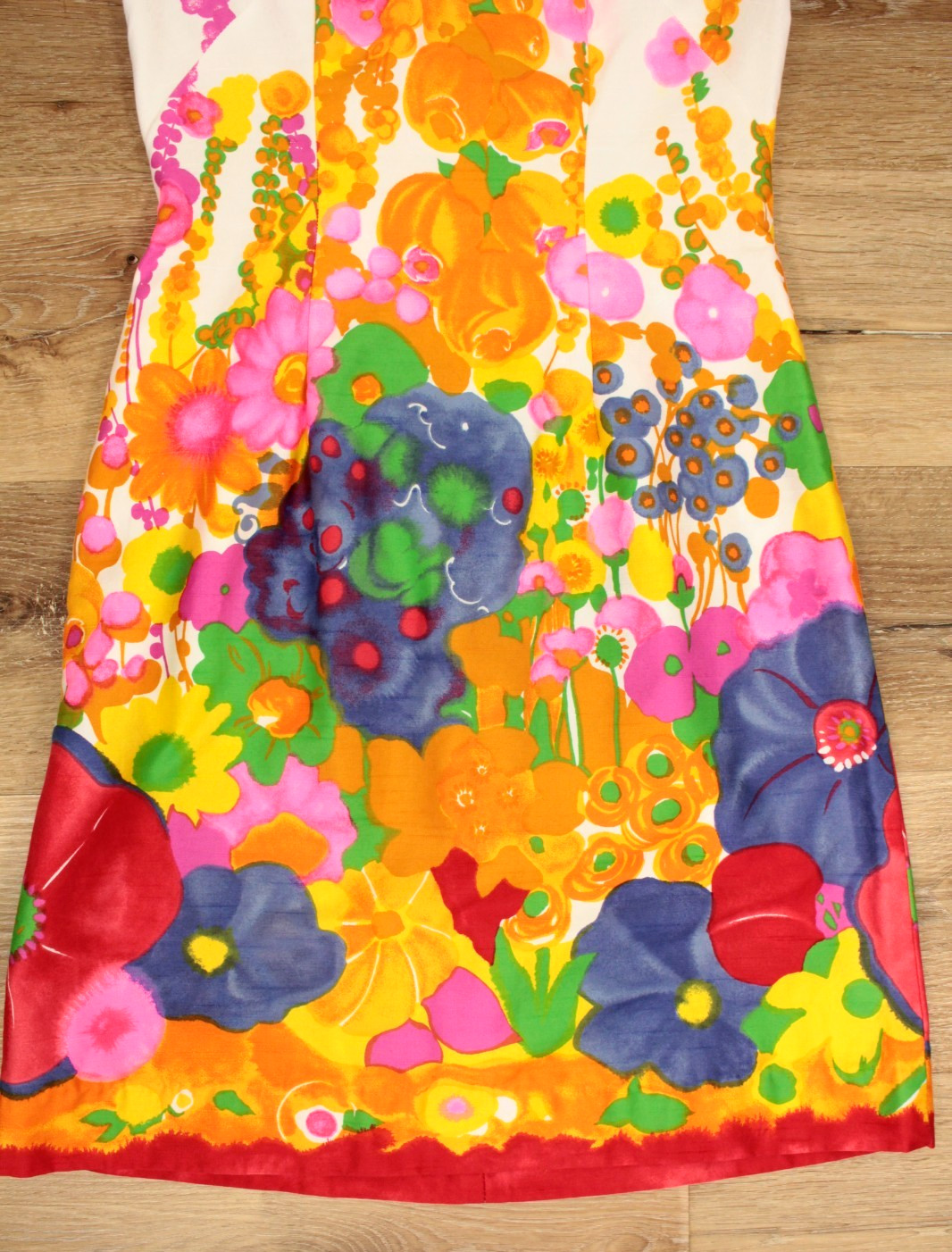 VTG 60s Psychedelic Floral Hawaiian Sheath Dress XS/S 1960s Alice Polynesian