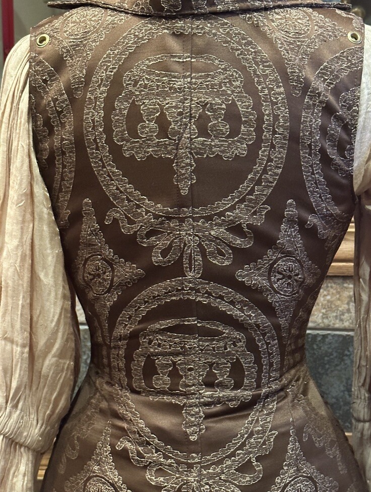 Damsel In This Dress (DiTD) Brown &Gold Damask Peacock Tailed Vixen Corset-24.5”