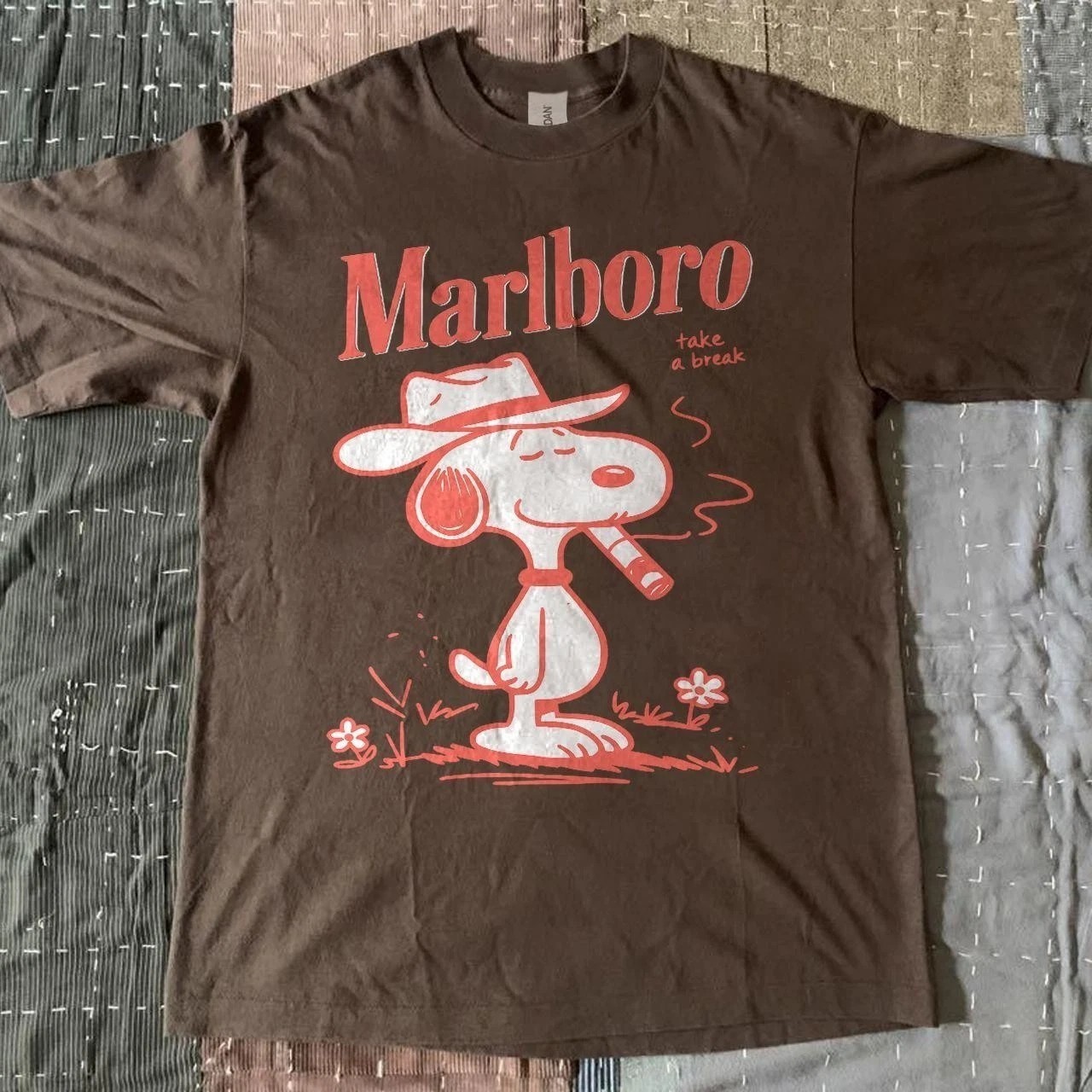 Marlboro Sn00py “Take a Break” Graphic T-Shirt dark chocolate tee S-5XL