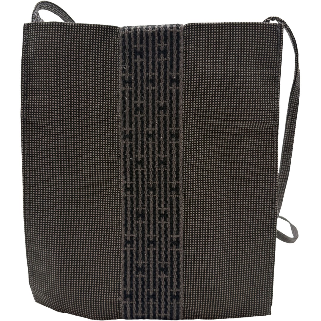 Authentic HERMES Herline Pochette Cross Body Bag Black Polyamide #36637285