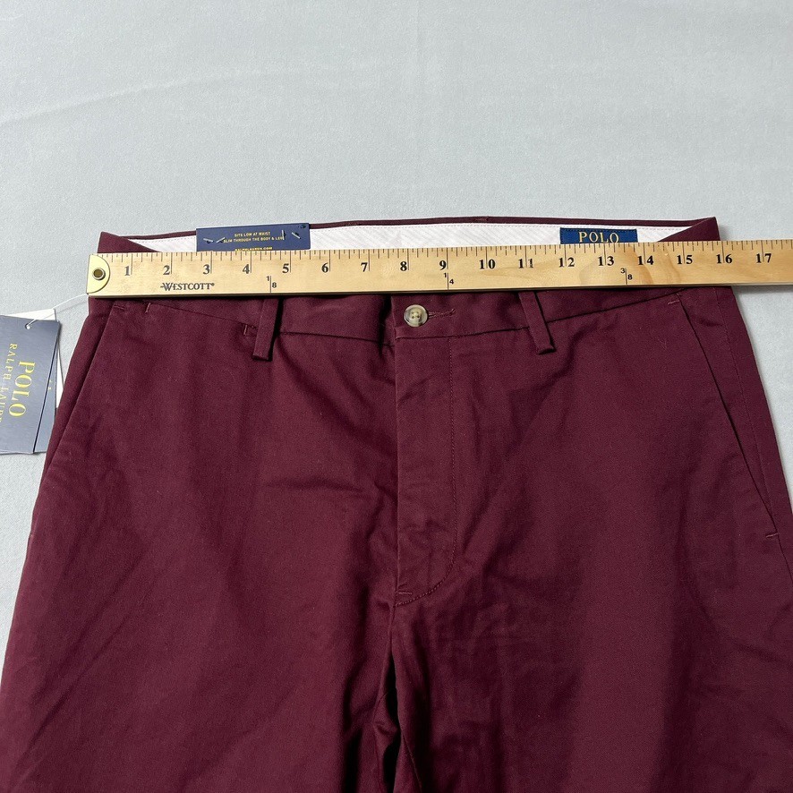 Polo Ralph Lauren Pants Men 32×34 Maroon Slim Fit Stretch Chino NWT READ FLAW