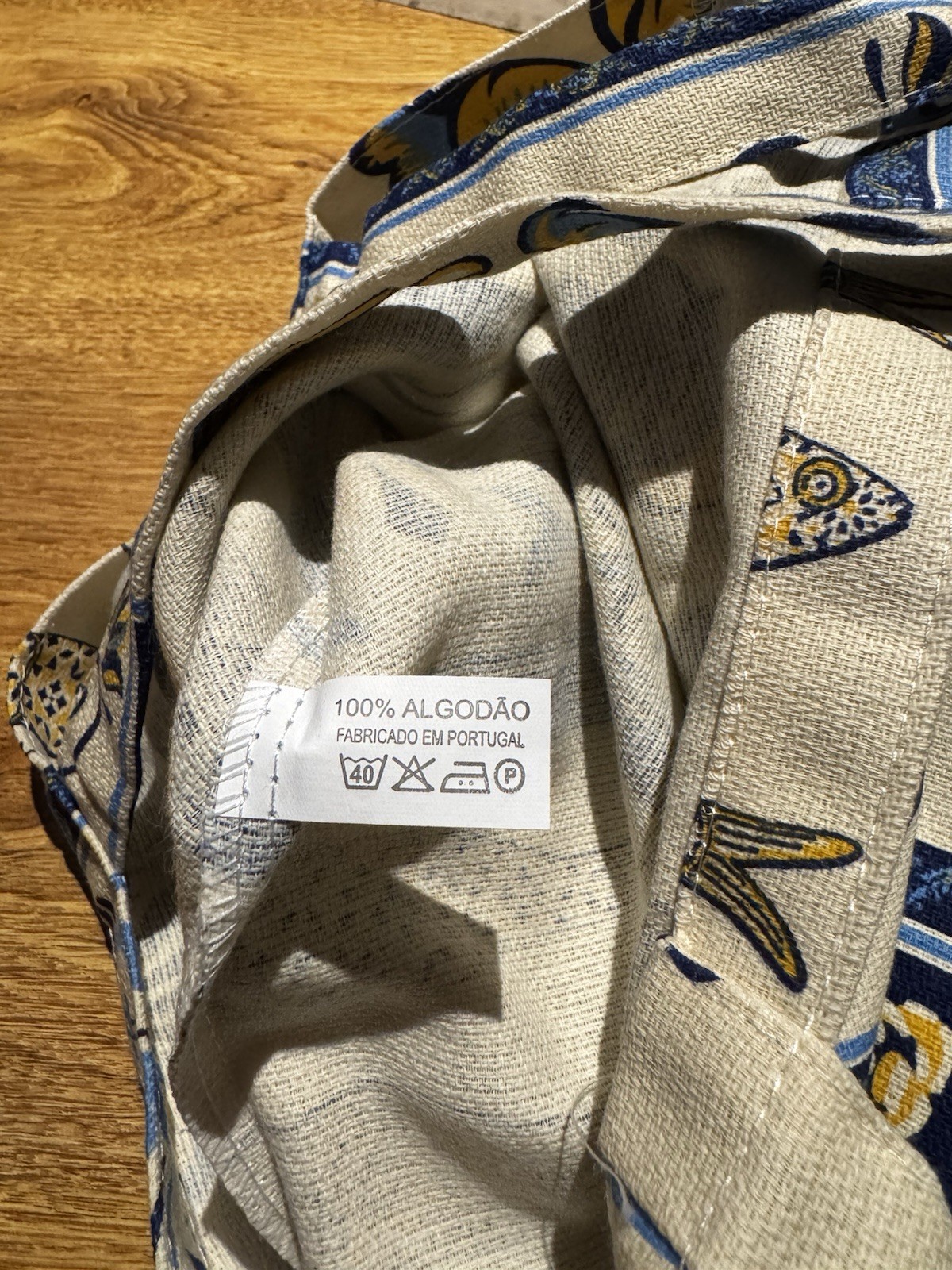 Made In Portugal Blue Yellow Portuguese Tiles Azulejos Sardines Cotton Tote Bag