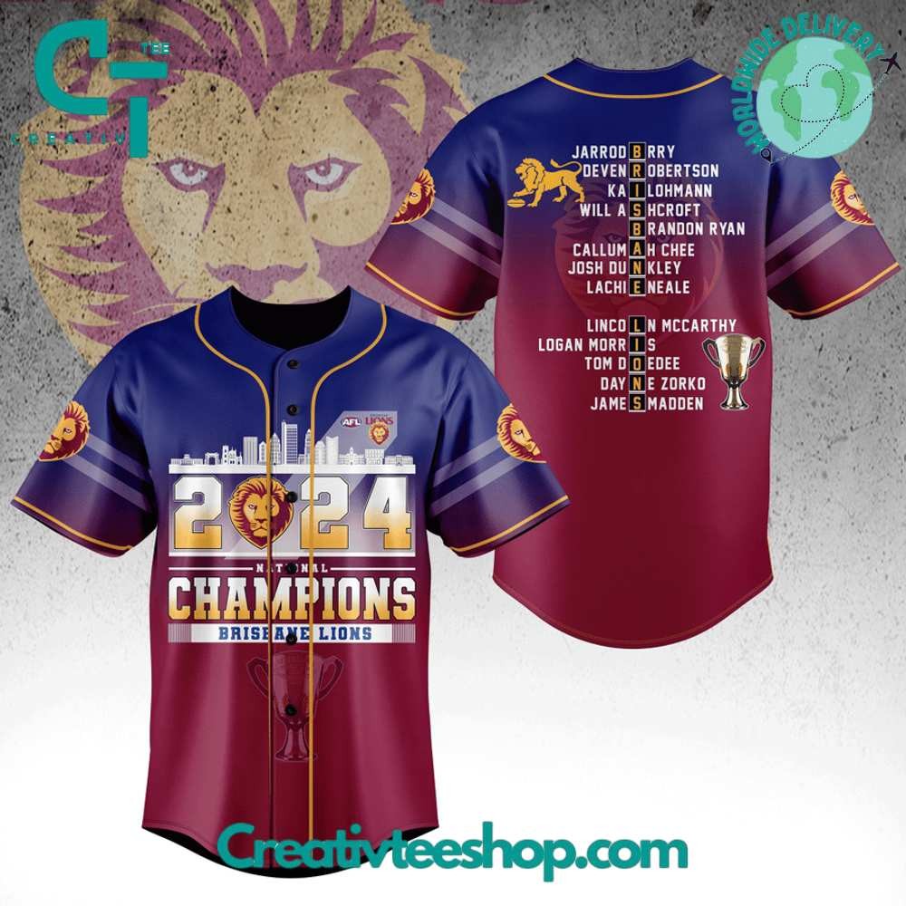 AFL Brisbane Lions National Champions 2024 Baseball Jersey