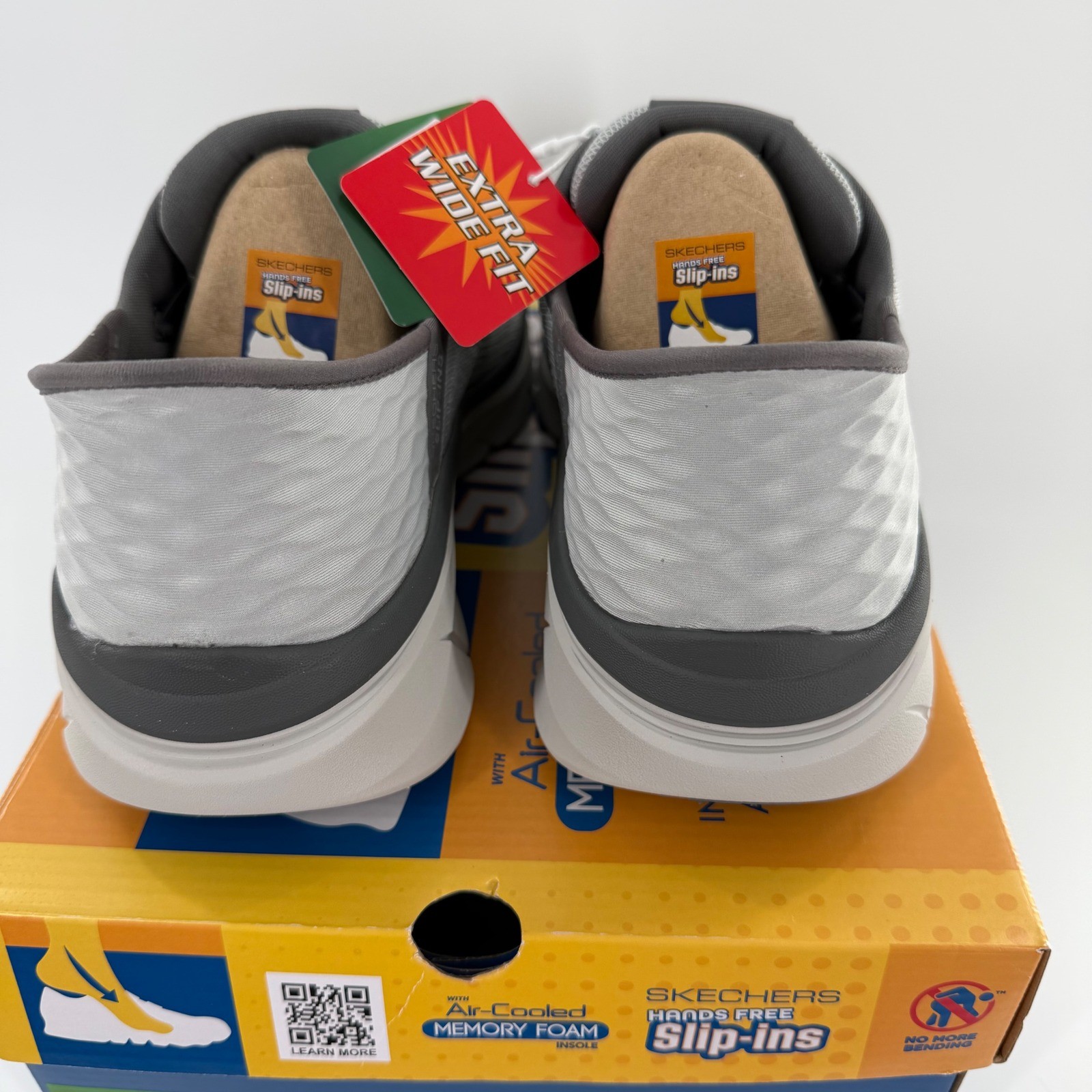 Skechers Mens Slip-ins D’Lux Walker 2.0 Grey Sneakers 232502WW Extra Wide 4E