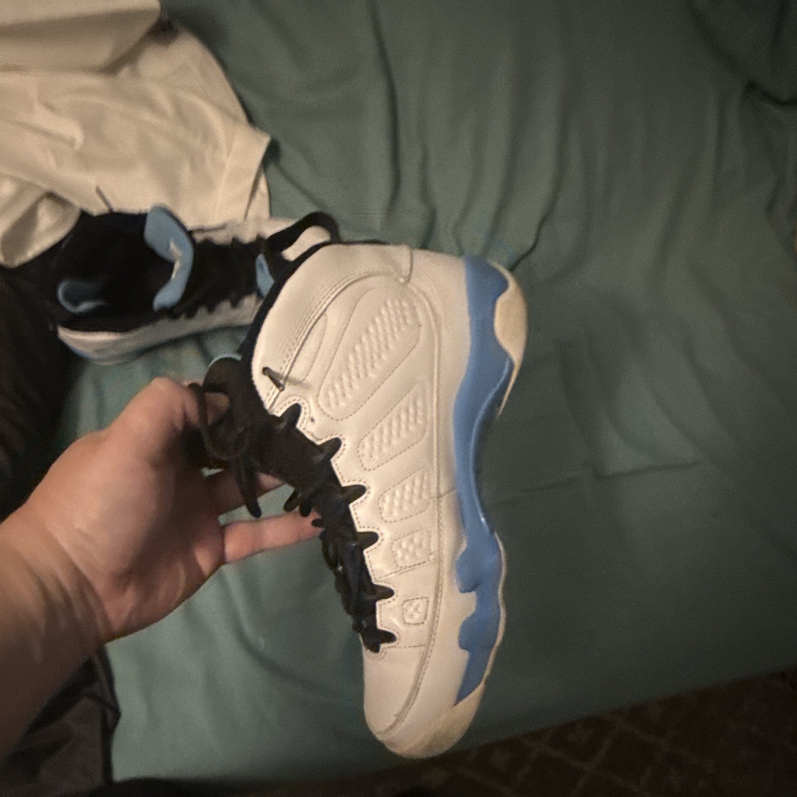 Jordan Air Jordan 9 Retro GS White/Blue/Black High Top Sneakers 6.5Y