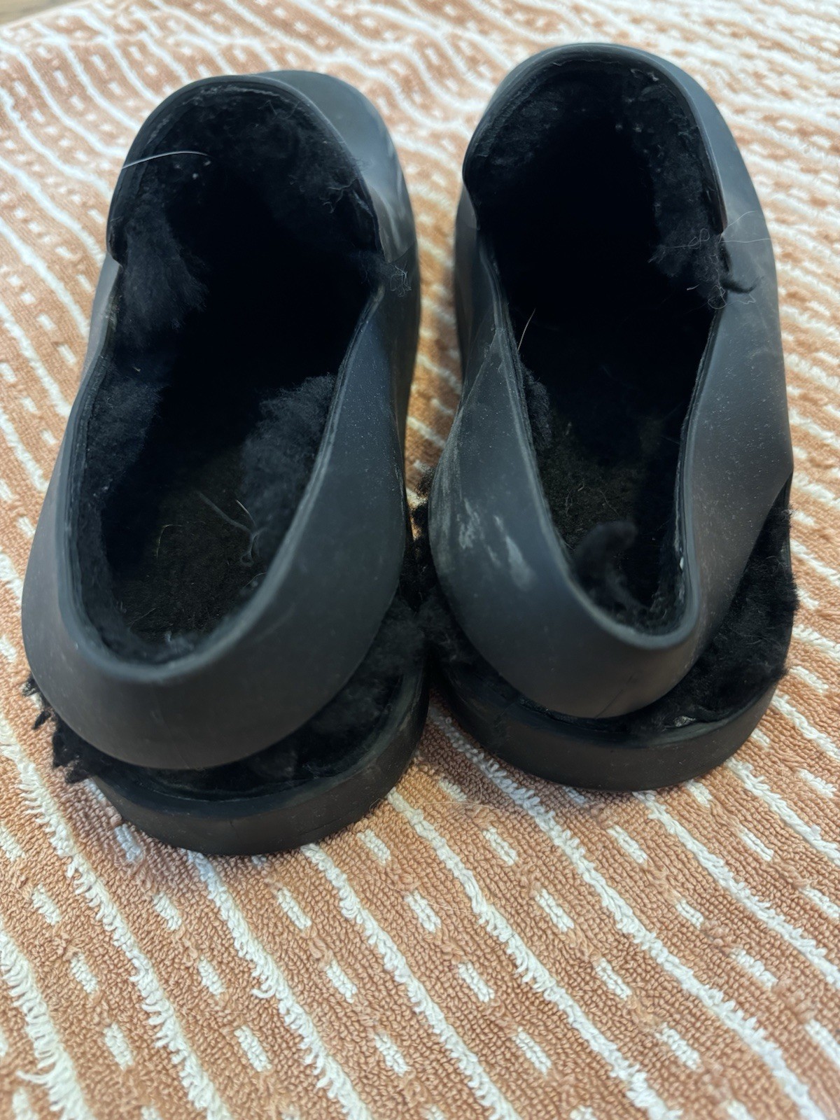 BOTTEGA VENETA Black Puddle Rubber And Shearling Slippers Slingback Mule Size 39