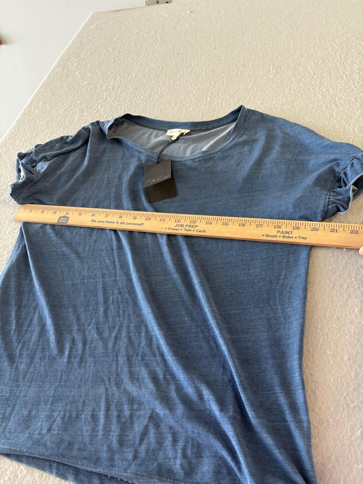 Jane And Delancey Shirt Womens Small Blue Ruffle Short Sleeve Tencel Tee Top