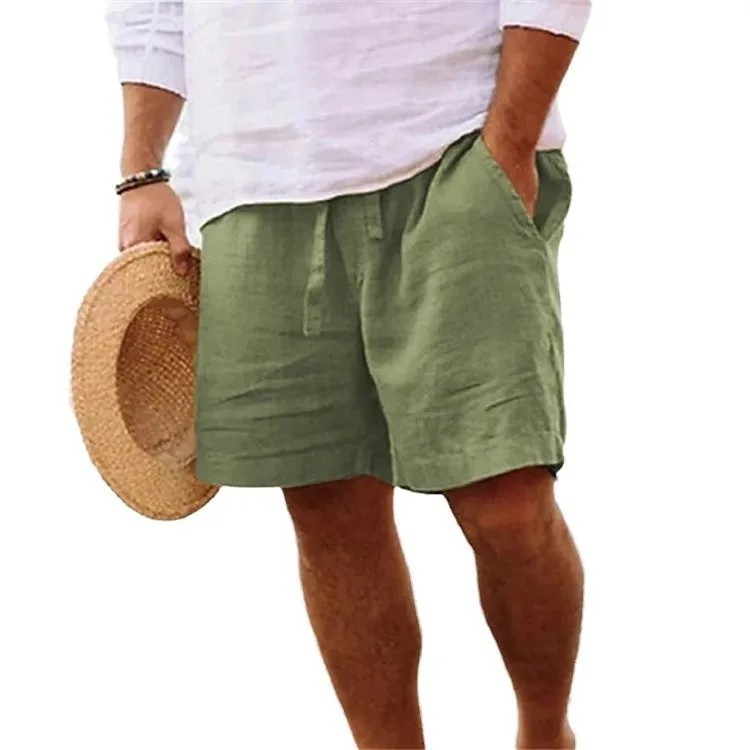 Men’s Cotton Linen Lightweight Gym Beach Shorts for Summer Casual Fit Pants