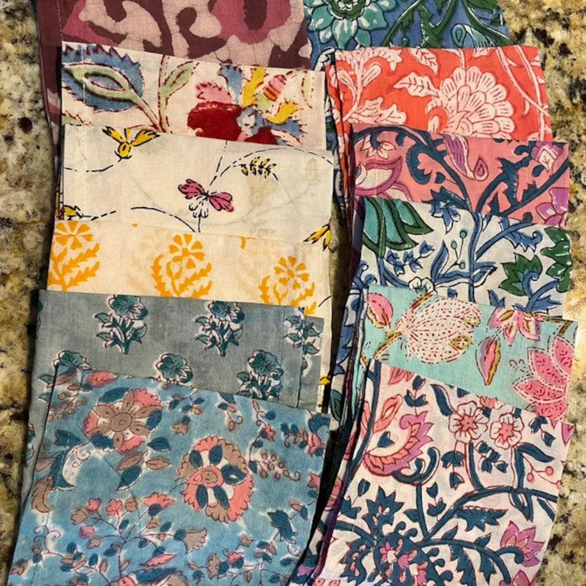 Assorted Hand Block Floral Print Napkins 100 % Cotton Dinner Table Cloth Napkins