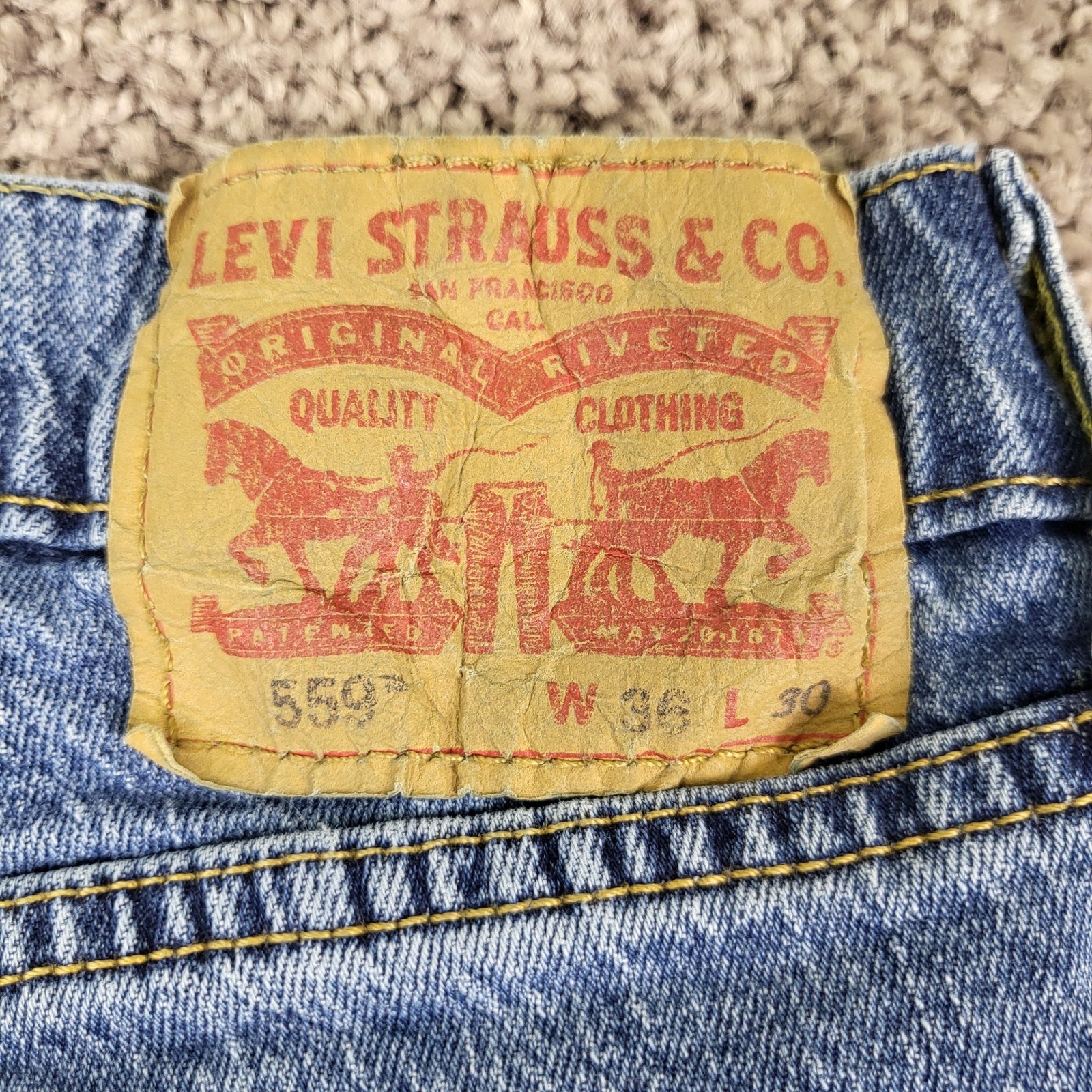 Levis 559 Relaxed Straight Jeans Mens 36×30 Blue Medium Wash Excellent Stretch