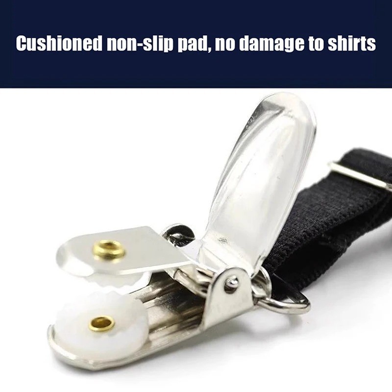 2PCS Men Hidden Shirt Stays Holder Garters Belt Non Slip Elastic Locking Clamps
