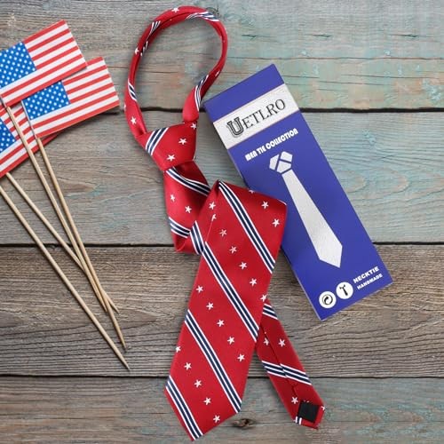 Men’s Patriotic Neckties American Flag Ties 3.27″ (8.3CM) USA Red Star Striped