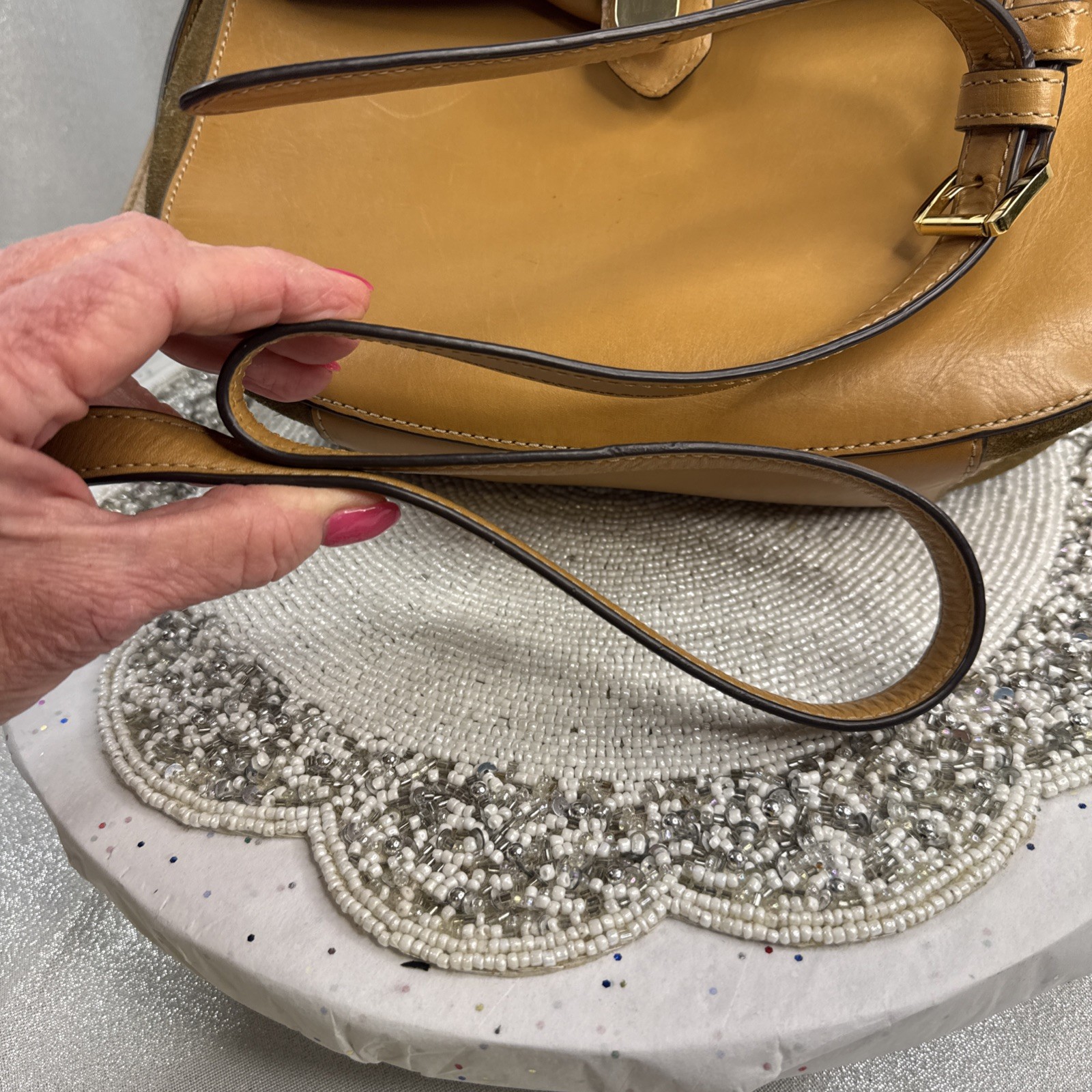 Michael Kors Tommy Suede Leather Vintage Messenger Bag Crossbody