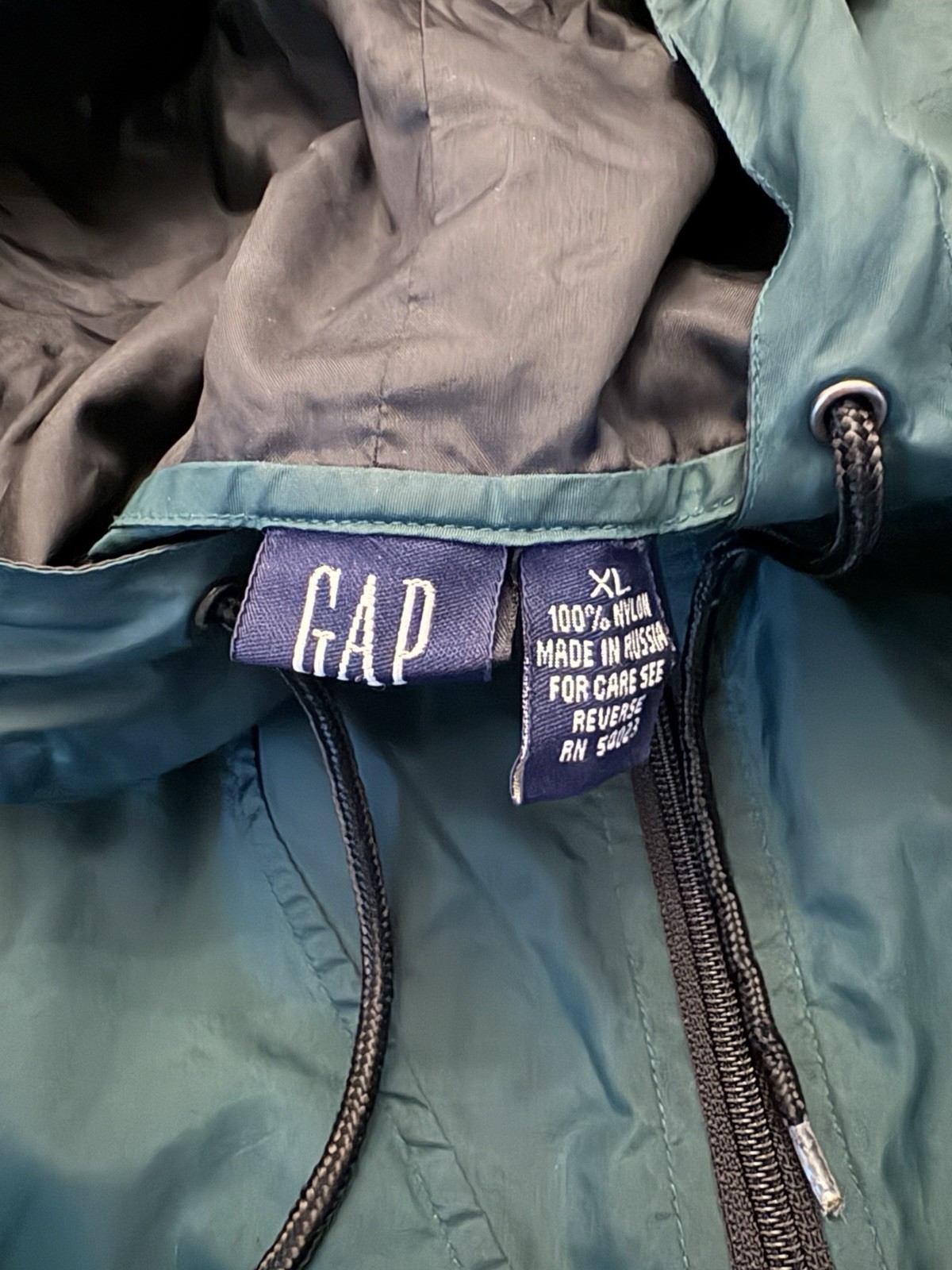 Vintage GAP Anorak Pullover Windbreaker XL Green Kangaroo Pouch Lightweight