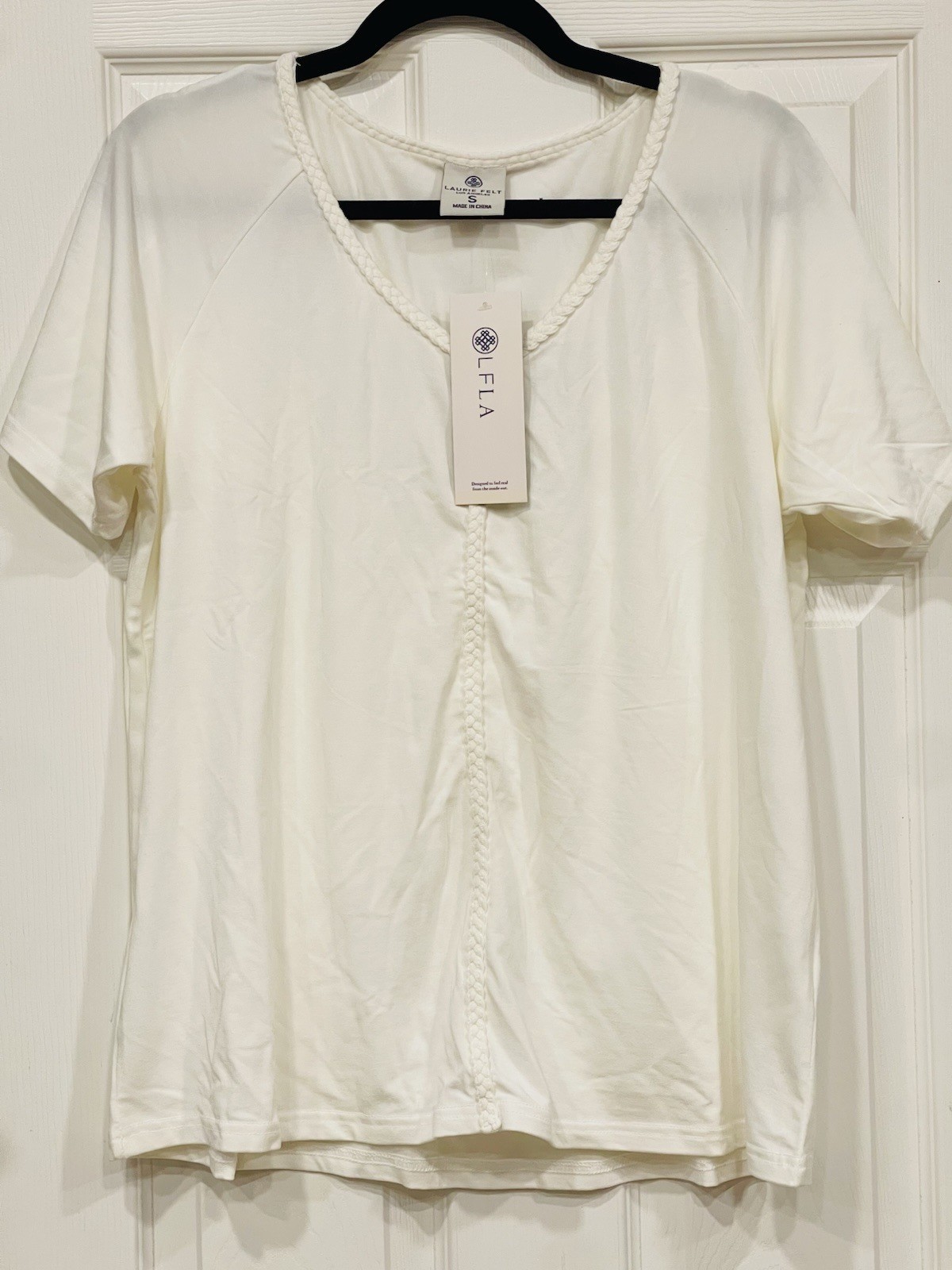 Laurie Felt Cotton Rayon Raglan Tee Size S Ivory A601914