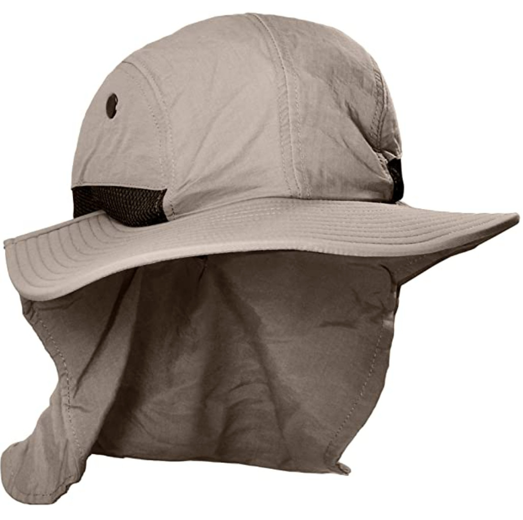 Khaki Fisherman Safari Sun Visor Neck Flap Packable Hiking Summer Unisex Hat