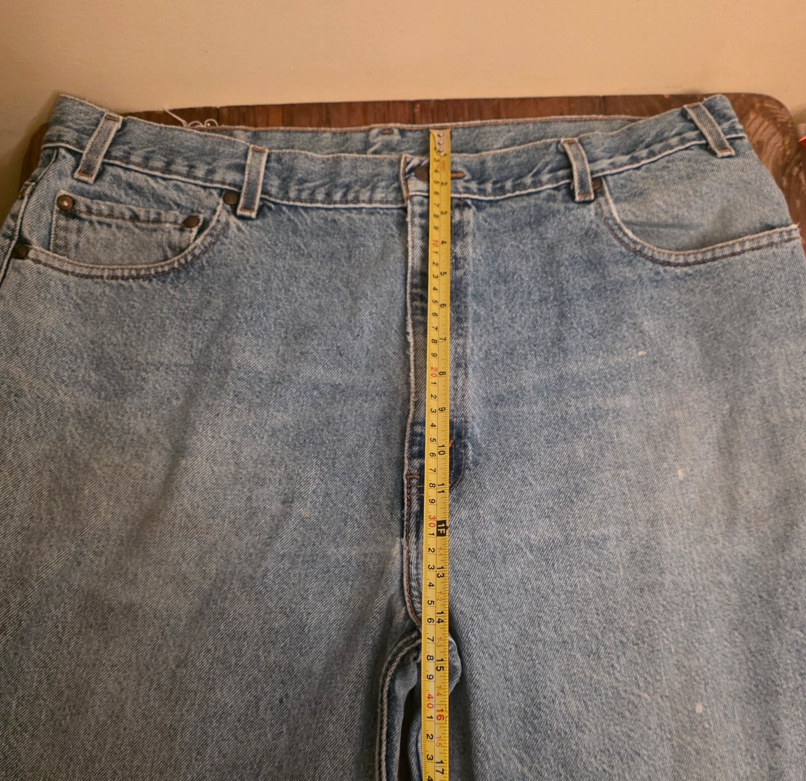 Vintage Brown Tab 1990s Levi’s Brown Tab Jeans 40×34 Naturally Distressed Paint