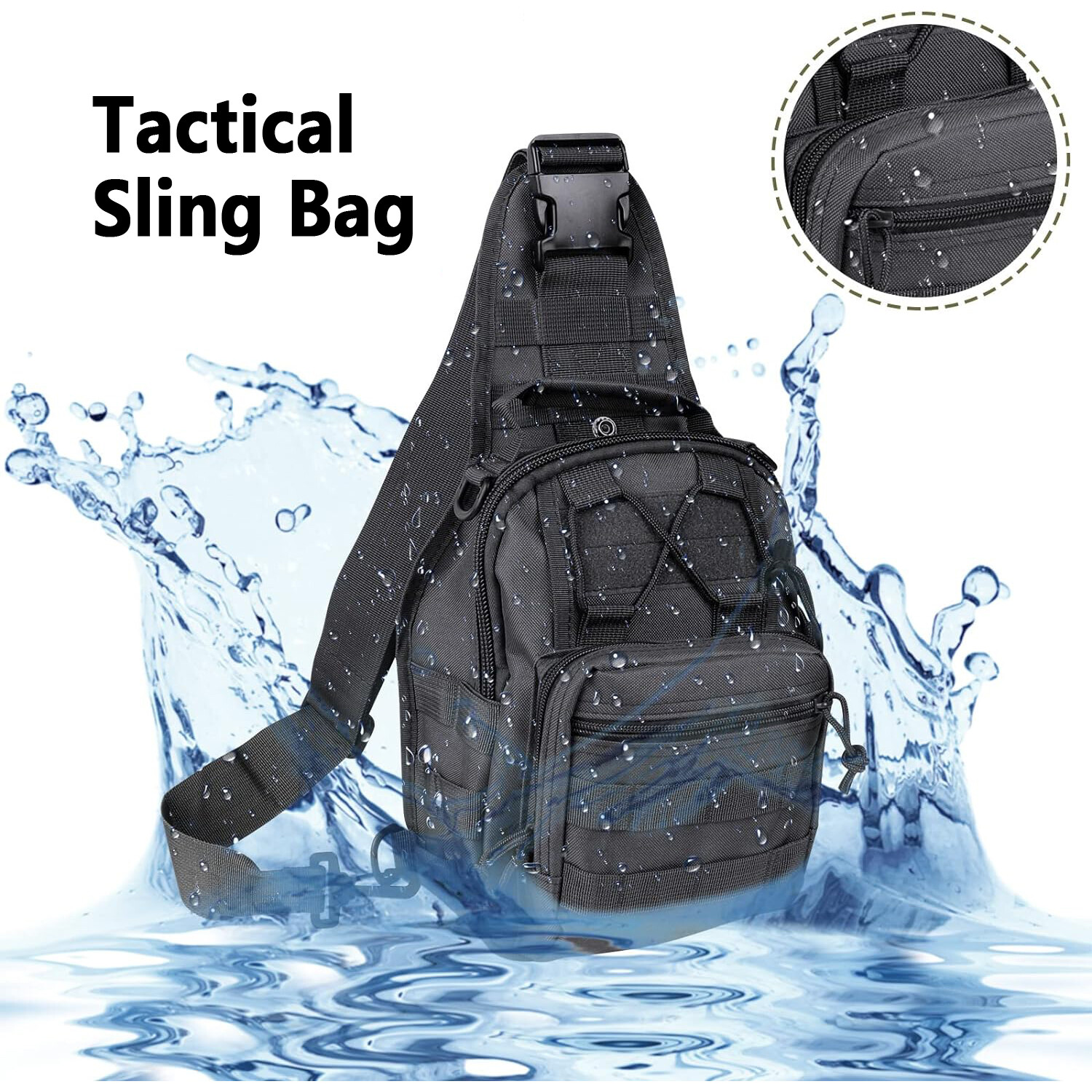 Tactical Sling Shoulder Bag Compact Chest Concealed Carry Gun Bag for Outdoor