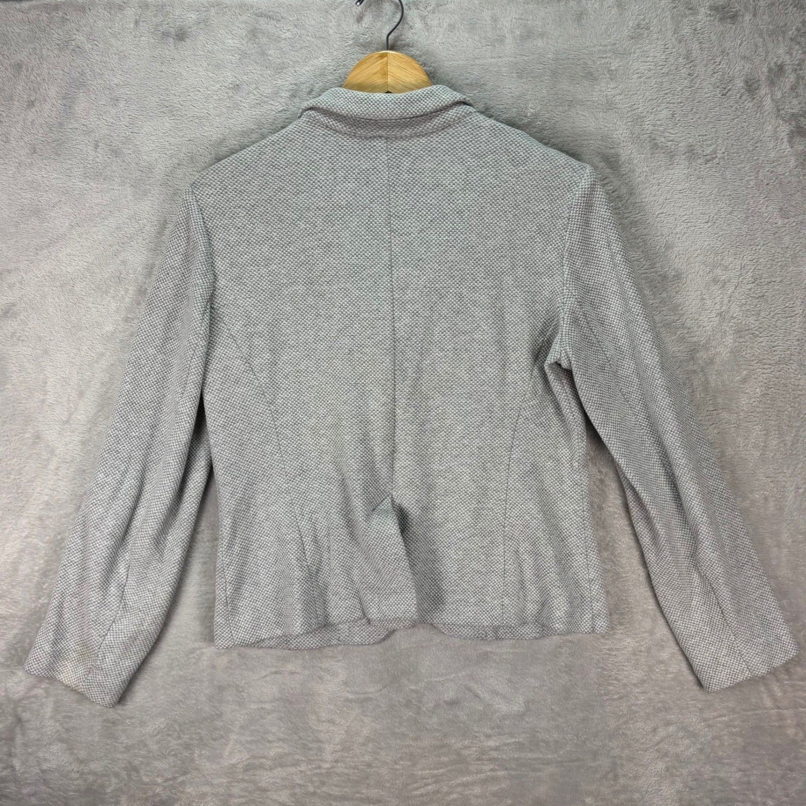 Talbots Women’s Gray Textured Knit Blazer Jacket Pockets Lined Workwear Sz 6