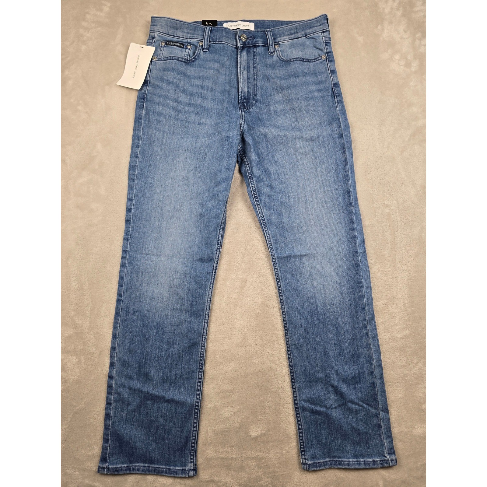 Calvin Klein Jeans Mens 34×30 Blue Straight Leg Denim Pants Stretch