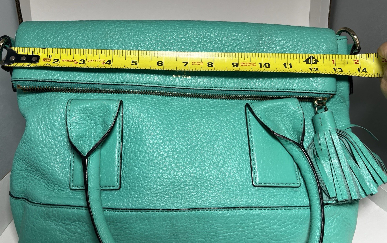 kate spade new york Turquoise Pebbled Satchel, Zip Tassel, Detachable Strap