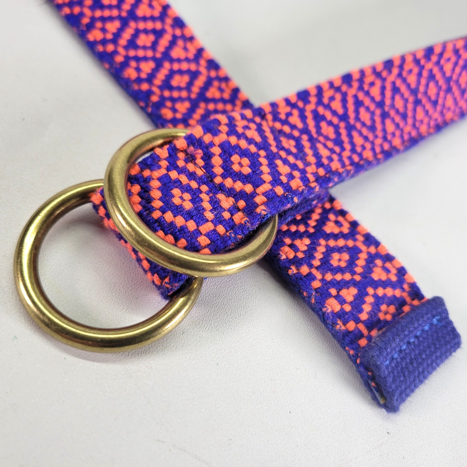 J Crew Belt 28 30 32 34 S Ring Buckle Blue Orange